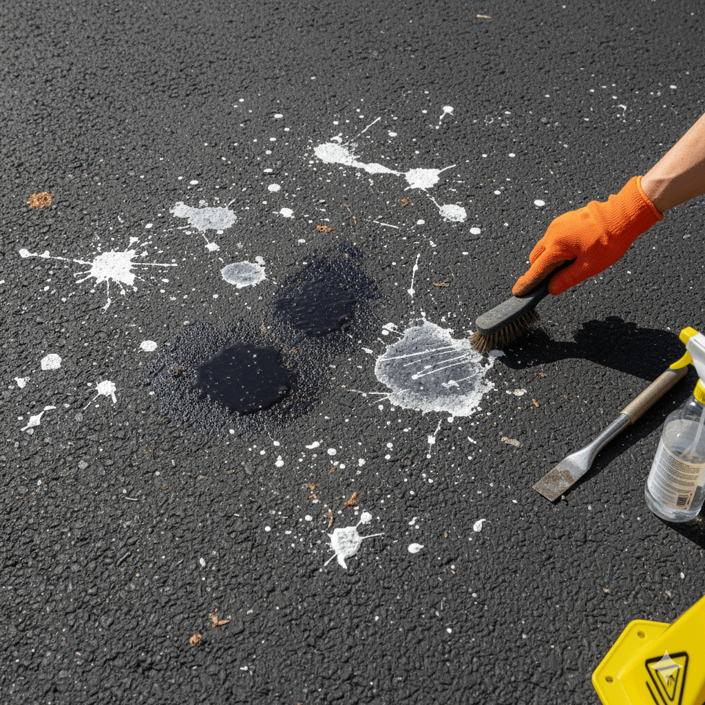 How to Remove Stains from Asphalt Before Sealcoating: Paint, Bondo, and More