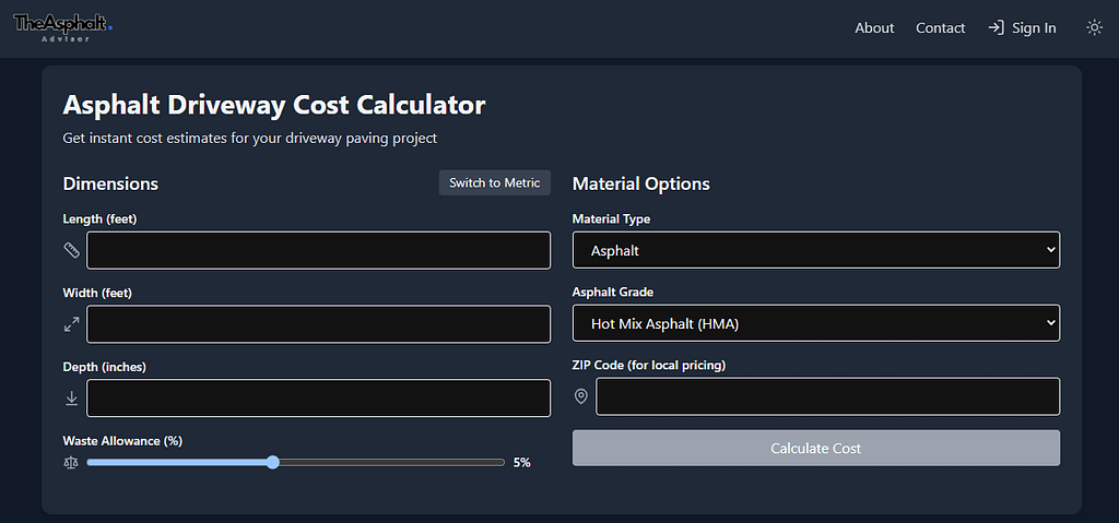 asphalt paving cost calculator